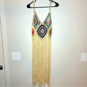 Shein Embroidery Bohemian Knitted Top size Medium Multicolor